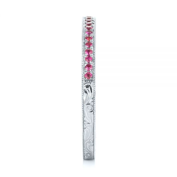 14k White Gold 14k White Gold Pink Sapphire Wedding Band - Side View - 103431