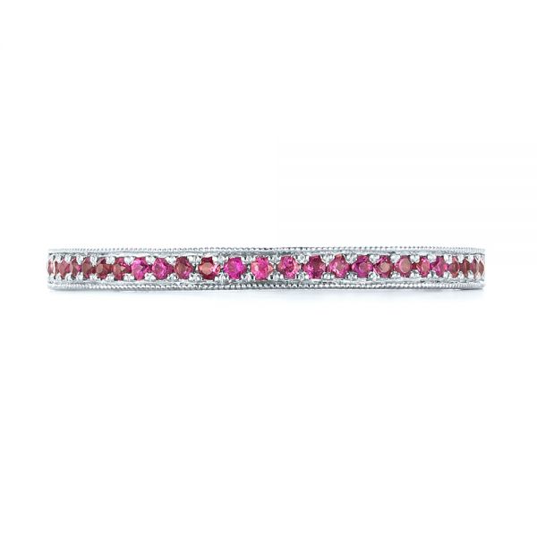 14k White Gold 14k White Gold Pink Sapphire Wedding Band - Top View - 103431