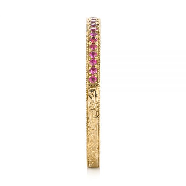 18k Yellow Gold 18k Yellow Gold Pink Sapphire Wedding Band - Side View - 103431