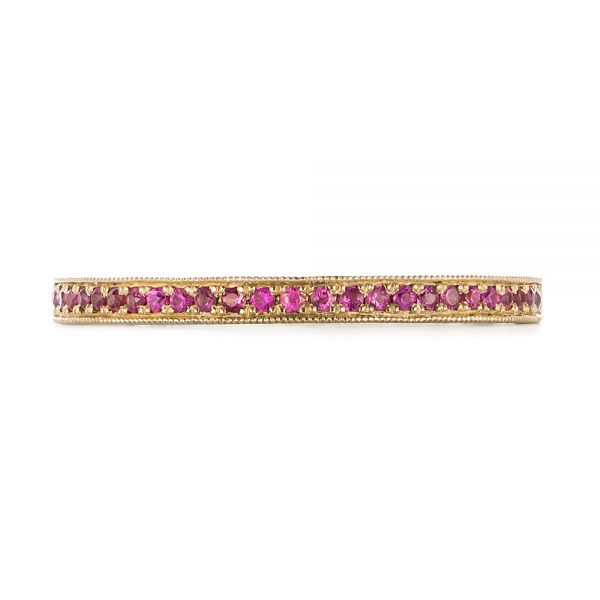 18k Yellow Gold 18k Yellow Gold Pink Sapphire Wedding Band - Top View - 103431