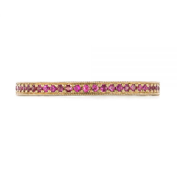 18k Yellow Gold 18k Yellow Gold Pink Sapphire Wedding Band - Top View -  103431