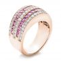 18k Rose Gold 18k Rose Gold Pink Sapphire And Diamond Anniversary Band - Three-Quarter View -  101331 - Thumbnail