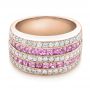 14k Rose Gold 14k Rose Gold Pink Sapphire And Diamond Anniversary Band - Flat View -  101331 - Thumbnail