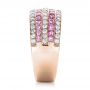 14k Rose Gold 14k Rose Gold Pink Sapphire And Diamond Anniversary Band - Side View -  101331 - Thumbnail