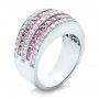 18k White Gold Pink Sapphire And Diamond Anniversary Band - Three-Quarter View -  101331 - Thumbnail