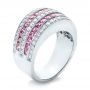  Platinum Platinum Pink Sapphire And Diamond Anniversary Band - Three-Quarter View -  101331 - Thumbnail