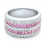 18k White Gold Pink Sapphire And Diamond Anniversary Band - Flat View -  101331 - Thumbnail