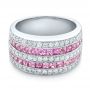  Platinum Platinum Pink Sapphire And Diamond Anniversary Band - Flat View -  101331 - Thumbnail