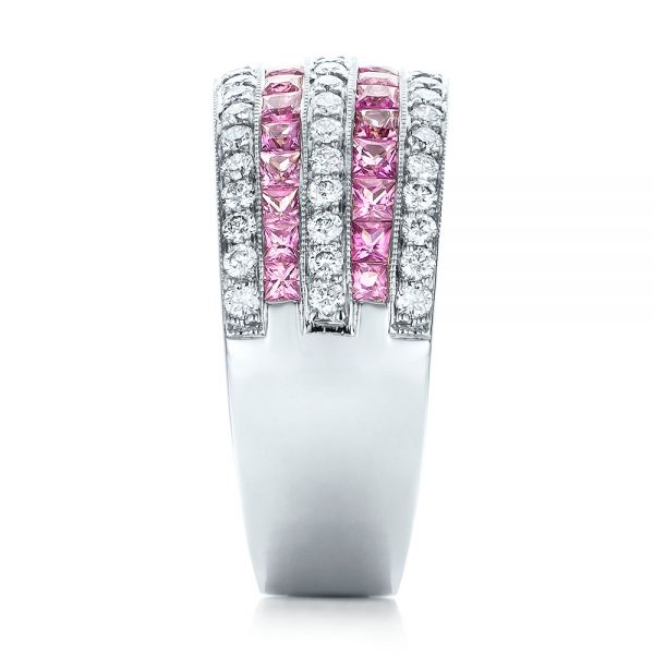14k White Gold 14k White Gold Pink Sapphire And Diamond Anniversary Band - Side View -  101331