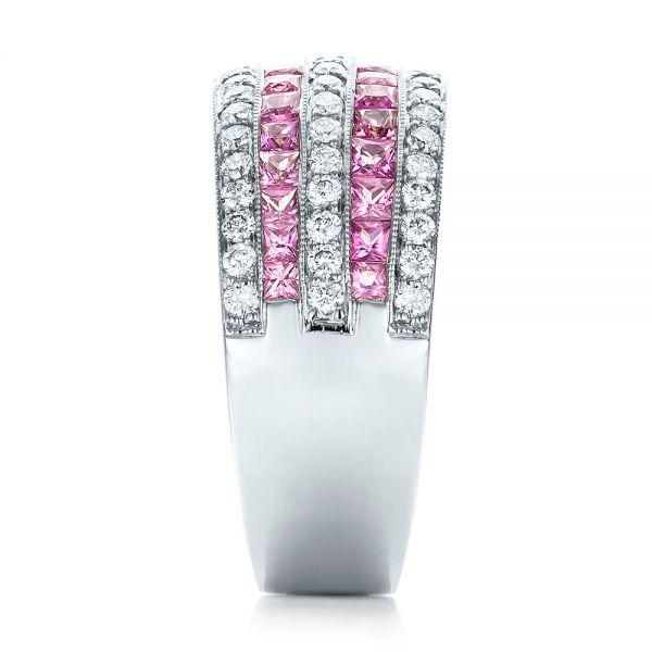  Platinum Platinum Pink Sapphire And Diamond Anniversary Band - Side View -  101331