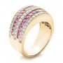 18k Yellow Gold 18k Yellow Gold Pink Sapphire And Diamond Anniversary Band - Three-Quarter View -  101331 - Thumbnail