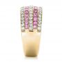 18k Yellow Gold 18k Yellow Gold Pink Sapphire And Diamond Anniversary Band - Side View -  101331 - Thumbnail