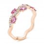 18k Rose Gold 18k Rose Gold Pink Sapphire And Diamond Anniversary Ring - Three-Quarter View -  103626 - Thumbnail