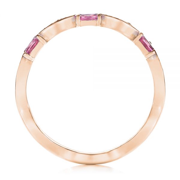 14k Rose Gold 14k Rose Gold Pink Sapphire And Diamond Anniversary Ring - Front View -  103626