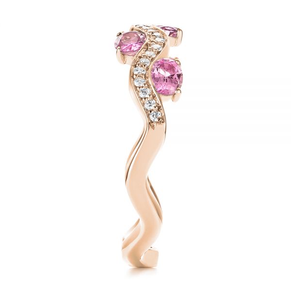 18k Rose Gold 18k Rose Gold Pink Sapphire And Diamond Anniversary Ring - Side View -  103626