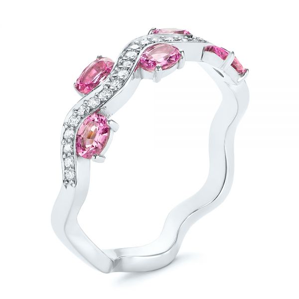 Pink Sapphire and Diamond Anniversary Ring - Image