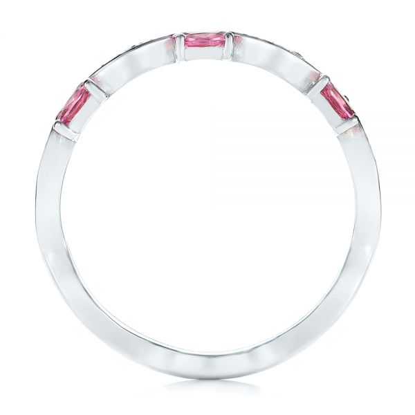14k White Gold Pink Sapphire And Diamond Anniversary Ring - Front View -  103626