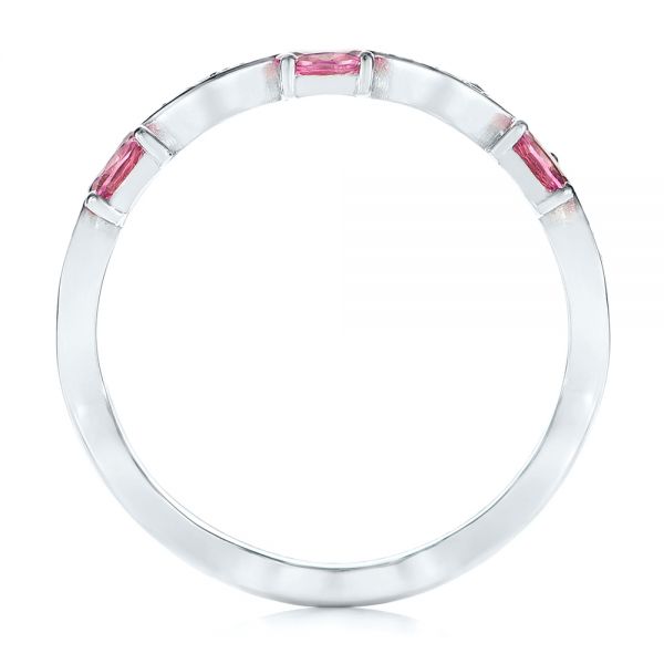 14k White Gold Pink Sapphire And Diamond Anniversary Ring - Front View - 103626