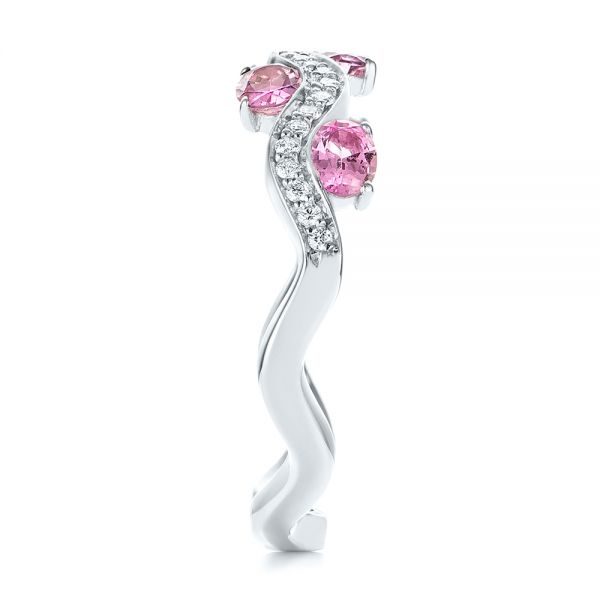14k White Gold Pink Sapphire And Diamond Anniversary Ring - Side View - 103626