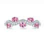14k White Gold Pink Sapphire And Diamond Anniversary Ring - Top View -  103626 - Thumbnail