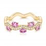 18k Yellow Gold 18k Yellow Gold Pink Sapphire And Diamond Anniversary Ring - Flat View -  103626 - Thumbnail