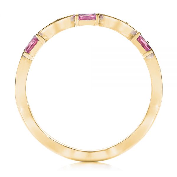 18k Yellow Gold 18k Yellow Gold Pink Sapphire And Diamond Anniversary Ring - Front View -  103626