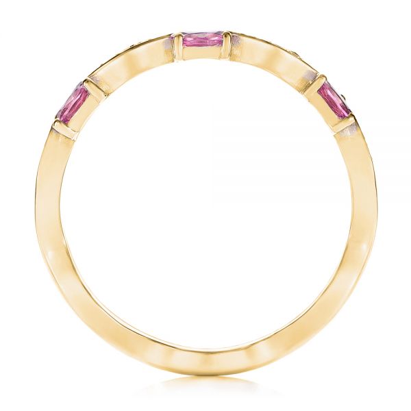 14k Yellow Gold 14k Yellow Gold Pink Sapphire And Diamond Anniversary Ring - Front View - 103626