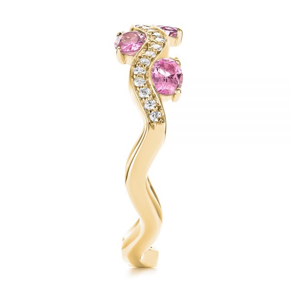 18k Yellow Gold 18k Yellow Gold Pink Sapphire And Diamond Anniversary Ring - Side View -  103626