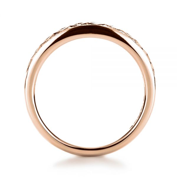 18k Rose Gold 18k Rose Gold Princess Cut Diamond Women's Wedding Band - Front View - 1145
