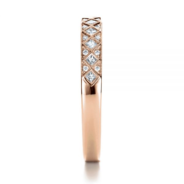 18k Rose Gold 18k Rose Gold Princess Cut Diamond Women's Wedding Band - Side View - 1145