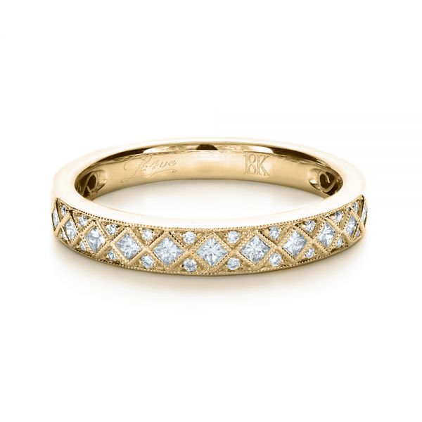 18k Yellow Gold 18k Yellow Gold Princess Cut Diamond Women's Wedding Band - Flat View - 1145