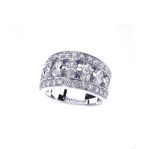 Princess And Marquise Diamond Women's Wedding Band - Three-Quarter View -  771 - Thumbnail