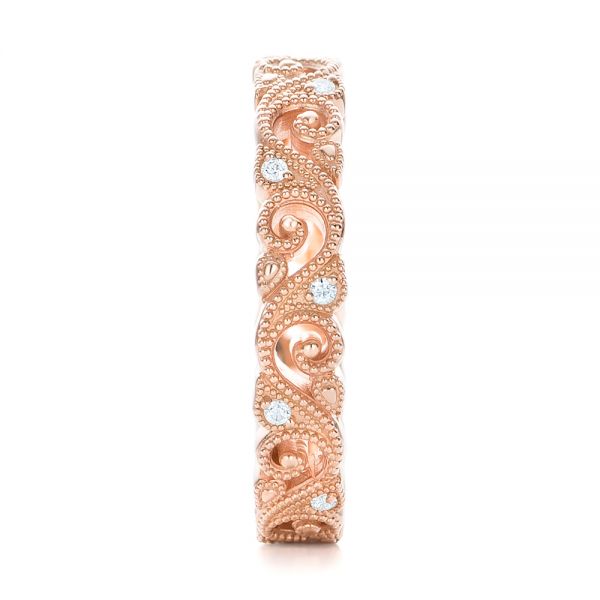 14k Rose Gold 14k Rose Gold Diamond Organic Stackable Eternity Band - Side View -  101890
