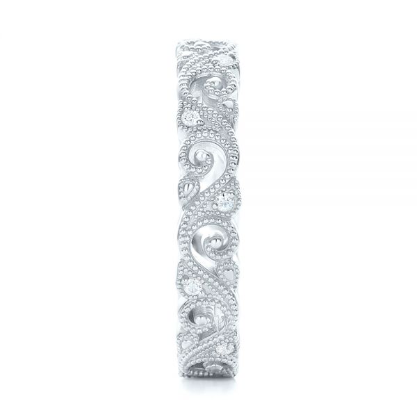 18k White Gold 18k White Gold Diamond Organic Stackable Eternity Band - Side View -  101890