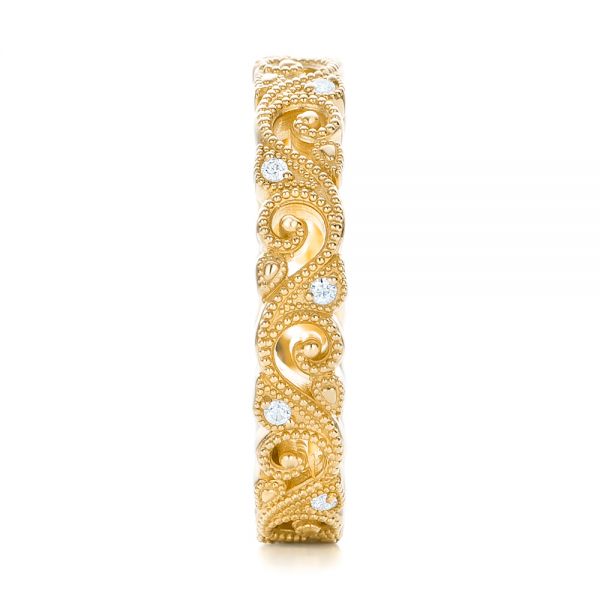 14k Yellow Gold 14k Yellow Gold Diamond Organic Stackable Eternity Band - Side View -  101890