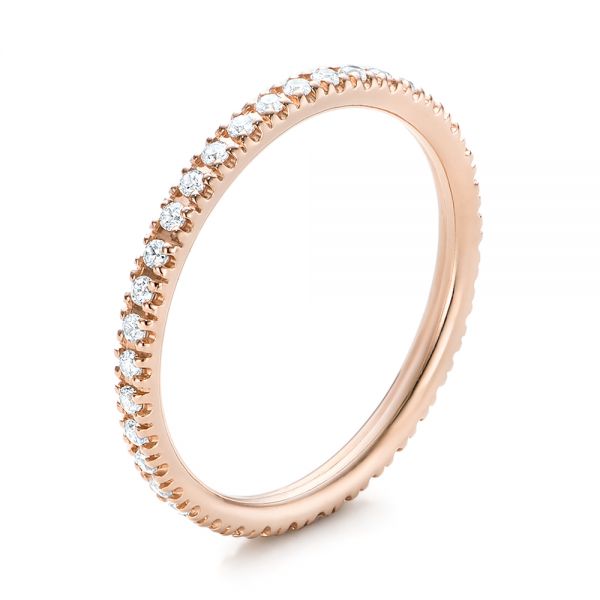 18k Rose Gold Diamond Stackable Eternity Band - Three-Quarter View -  101927