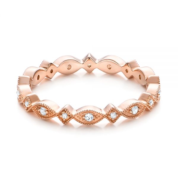 18k Rose Gold Diamond Stackable Eternity Band - Flat View -  101897