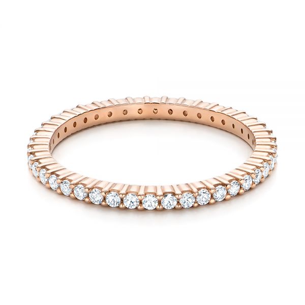 18k Rose Gold Diamond Stackable Eternity Band - Flat View -  101926