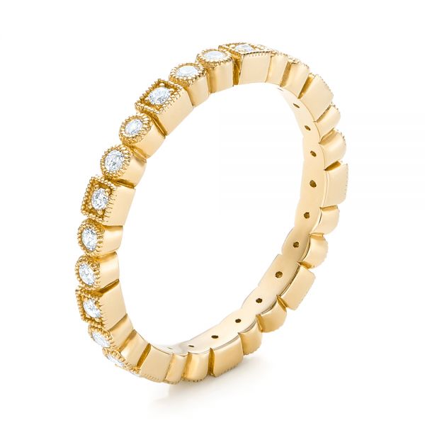 18k Yellow Gold 18k Yellow Gold Diamond Stackable Eternity Band - Three-Quarter View -  101923