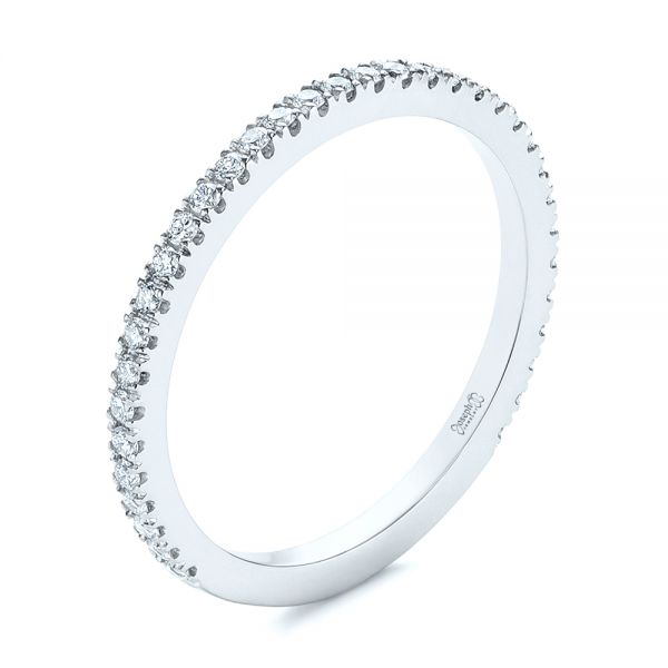 18k White Gold 18k White Gold Diamond Wedding Band - Three-Quarter View -  105769