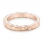 14k Rose Gold Hand Engraved Wedding Band - Flat View -  102439 - Thumbnail