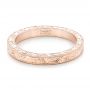 14k Rose Gold Hand Engraved Wedding Band - Flat View -  102439 - Thumbnail