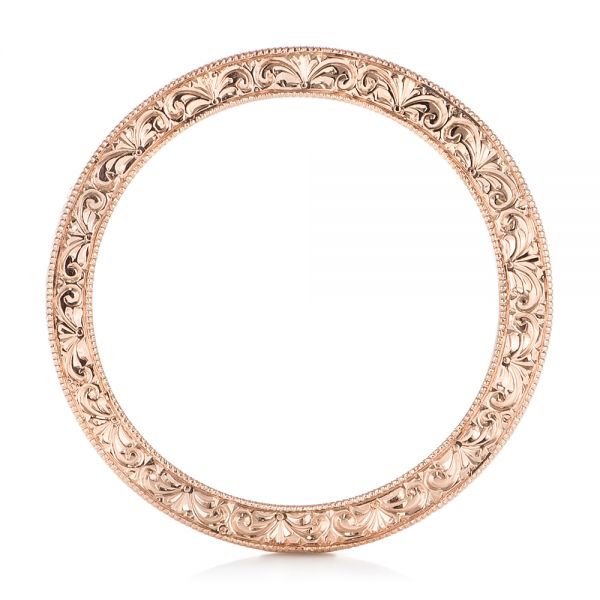 18k Rose Gold 18k Rose Gold Hand Engraved Wedding Band - Front View -  102439