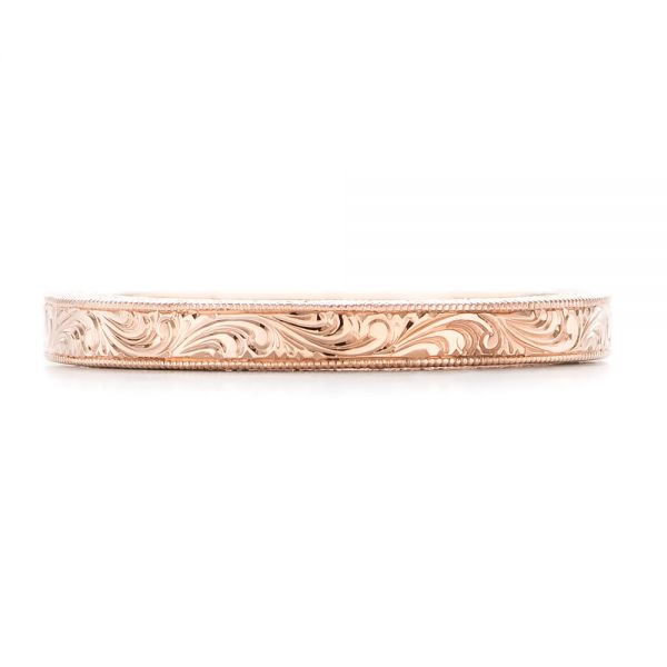 18k Rose Gold 18k Rose Gold Hand Engraved Wedding Band - Top View -  102439