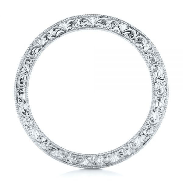  Platinum Platinum Hand Engraved Wedding Band - Front View -  102439