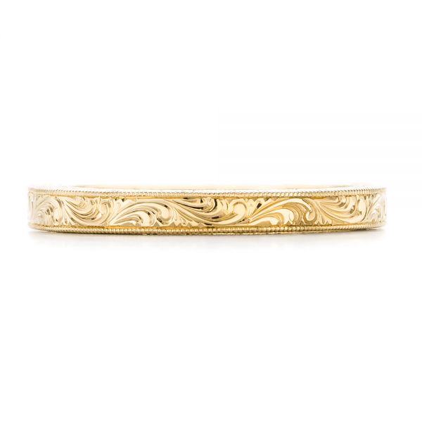 18k Yellow Gold 18k Yellow Gold Hand Engraved Wedding Band - Top View -  102439