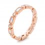 18k Rose Gold Round And Baguette Diamond Stackable Eternity Band - Three-Quarter View -  101943 - Thumbnail