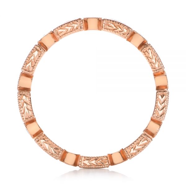 18k Rose Gold Round And Baguette Diamond Stackable Eternity Band - Front View - 101943