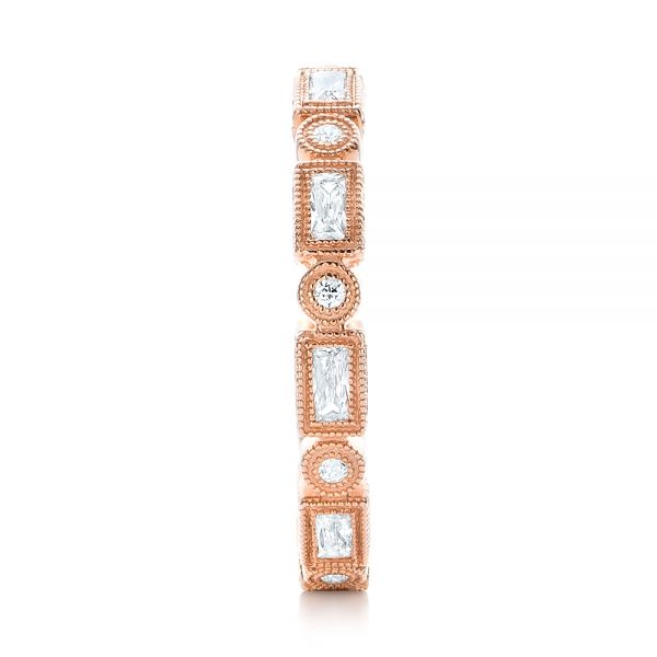 18k Rose Gold Round And Baguette Diamond Stackable Eternity Band - Side View - 101943