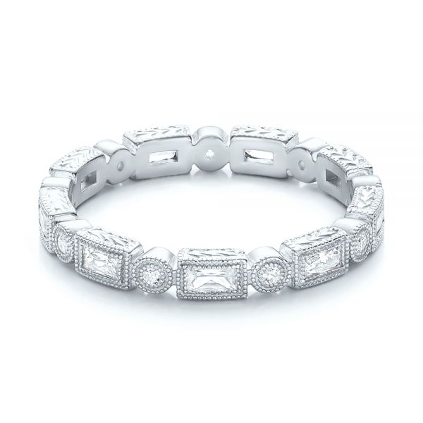 Platinum Platinum Round And Baguette Diamond Stackable Eternity Band - Flat View - 101943